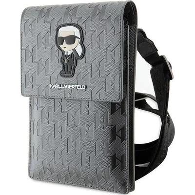 Púzdro Karl Lagerfeld bag silver Saffiano Monogram Ikonik