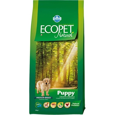 Farmina ECOPET NATURAL PUPPY - пълноценна суха храна за кученца и бременни или кърмещи кучета от всички породи с пилешко - 12 кг, Farmina Италия - PEP120002S