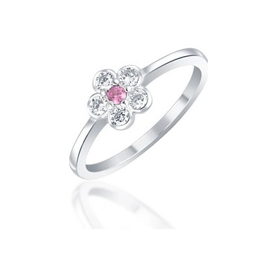 JVD Stříbrný prsten kytička světle růžová SVLR0702XH2R2