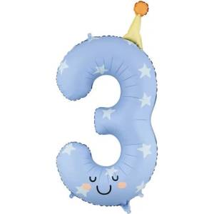 Party Deco Фолиев Балон Цифра с Парти Шапка - 3 (fb411t-3)