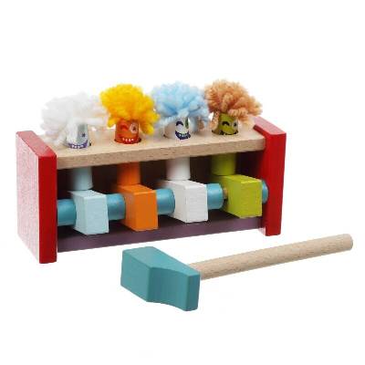 ДЪРВЕНА ИГРАЧКА С ЧУКЧЕ, cubika - УДАРИ И ПОДСКОЧИ, КЛОУНИ