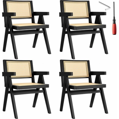 tectake Lissy s vídeňským pletením černá 4 ks