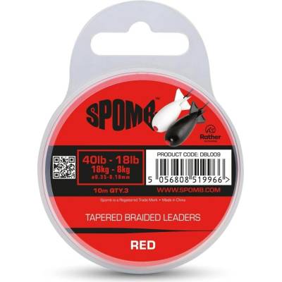 Spomb Šoková šňůra Tapered Braided Leaders 40-18lb - Red