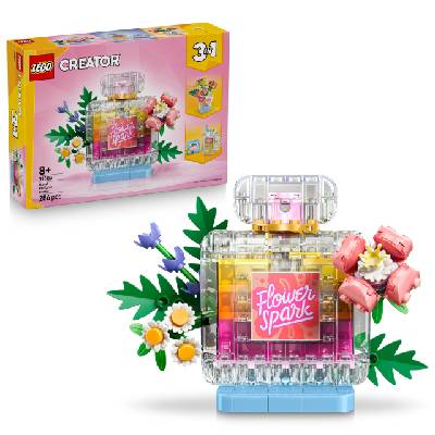 Creator 3-in-1 perfume bottle with flower decoration set - building toy with 3 building options: perfume bottle, flower vase or smoothie - gift idea for children aged 8 and up - 31383
