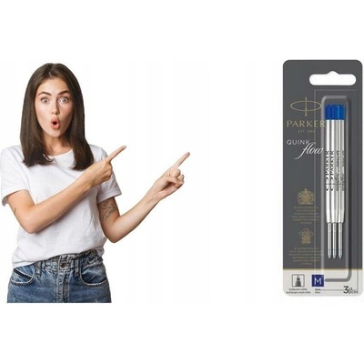 Parker Náplň QuinkFlow do kuličkové tužky M modrá 3 ks 1502/0219152