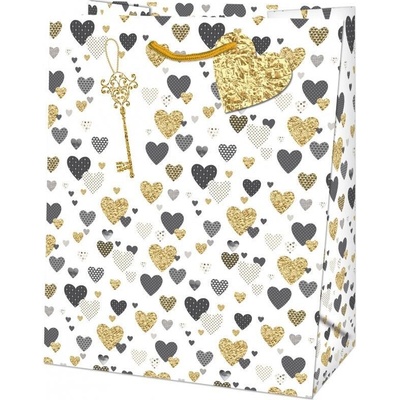 Taška dárková Maxi matt 26,7 x 13,7 x 33cm TL - motiv srdíčka
