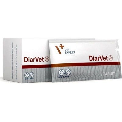 VetExpert DiarVet Tablets - хранителна добавка под формата на изключително вкусна, делима таблетка, подпомагаща лечението на диария при кучета и котки - 30 броя, Vet Expert - Полша