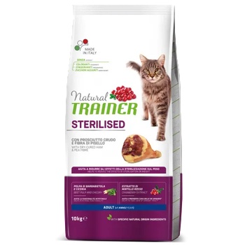 Natural Trainer Sterilised Adult with Dry-cured Ham - храна за кастрирани котки, над 1 година, с прошуто - 10 кг, Италия - 924701