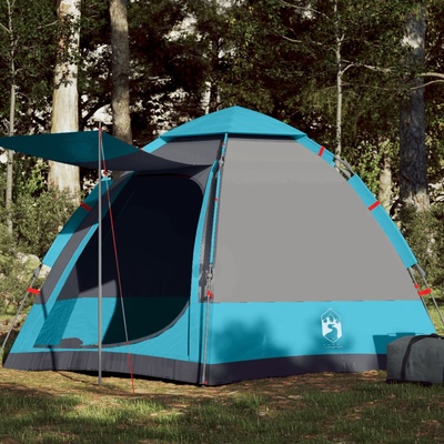 vidaXL Къмпинг палатка, кабинна, 4-местна, синя, бързо освобождаване (4005336)
