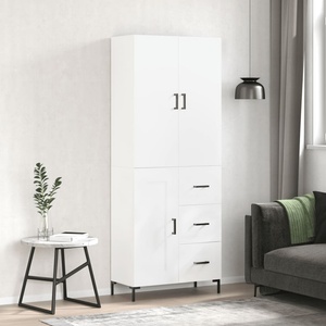 vidaXL Висок шкаф, бял, 69, 5x34x180 см, инженерно дърво (3196011)