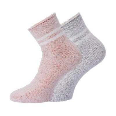 WiK 2 PACK ponožky 37770 Warm Kuschelig ružová melanž-svetlošedá