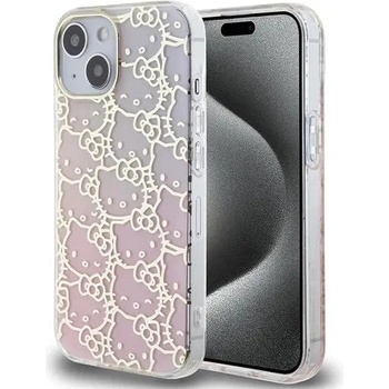 Hello Kitty Кейс Hello Kitty IML Gradient Electrop Crowded Kitty Head за iPhone 15, розов (KXG0078936)