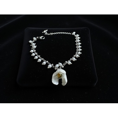 Meganflo Гривна с истинско кокиче и перли