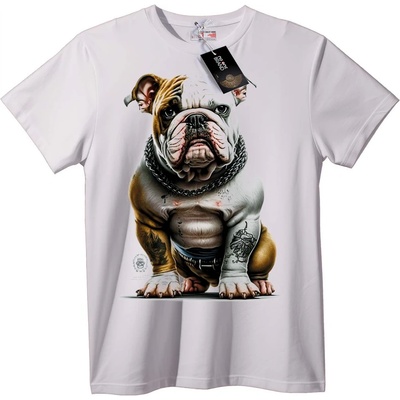 NOONEBRAND Тениска Татуиран Булдог Градски Стил - XL, Black