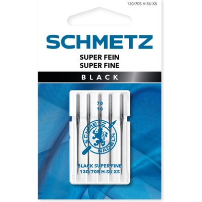 Ihly extra tenké Schmetz 130/705 H-SU XS VBS 70 BLACK SUPER FINE