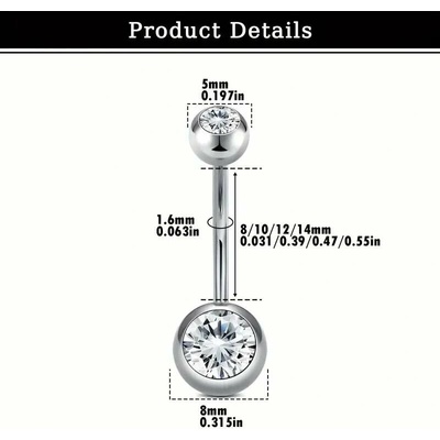InfinityPierce Titanový piercing do pupíku s krystaly zirkonu – G23 - TKJEWELRYBA10