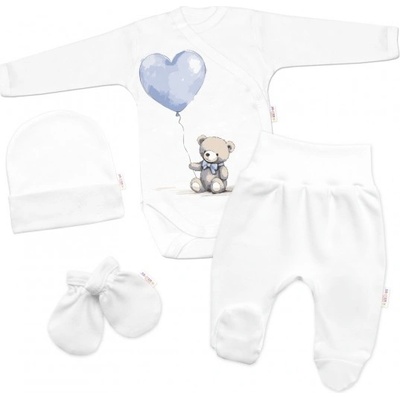 Baby Nellys Sada do porodnice pro miminko 4D Teddy Love Bílá modrá