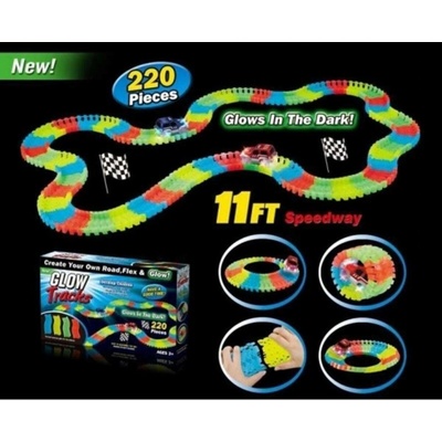 Alltoys Svítící autodráha ve tmě s autíčkem s LED osvětlením 220 dílků