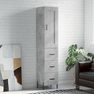 vidaXL Висок шкаф, бетонно сив, 34, 5x34x180 см, инженерно дърво (3200205)