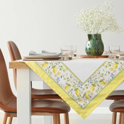 Takoy Ubrus na stůl 90x90 cm světle krémový, žlutý s letním motivem citronů SUMMER 16-HF-487590 | 90 x 90 cm