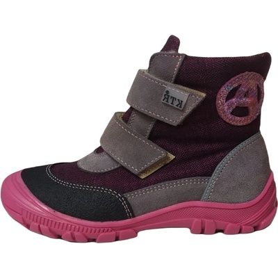 KTR zimní nepromokavé boty střední šířka s membránou šedá 160 + bordó + duha růžová