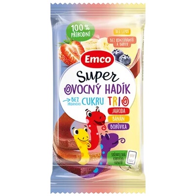 Emco Super ovocný hadík Trio jahoda banán a borůvka 20 g