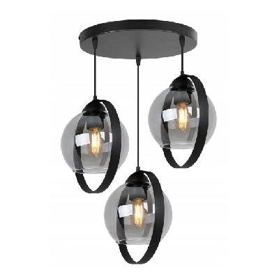 Light Home Závěsné svítidlo Haga Ring, 3x grafitové skleněné stínítko (výběr ze 3 barev uchycení), o