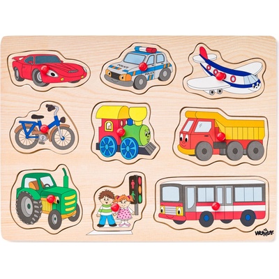 Woody puzzle na desce Dopravní prostředky