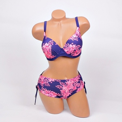 Дамски бански в синьо и коралови цветя чашка d