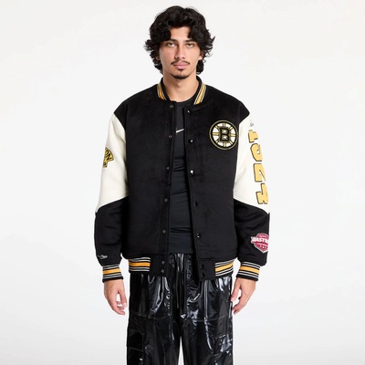 Mitchell & Ness NHL Team History Varsity Jacket Current Logo Bruins Black