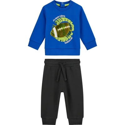 Guess Спортен екип за бебе момче с блуза в ярко син цвят и графитен спортен панталон Guess