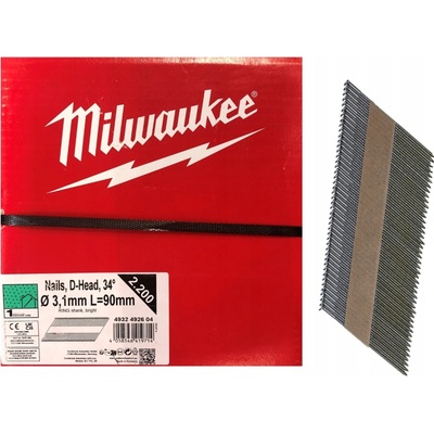 Milwaukee 4932492604 Kroucené hřebíky pro M18 FFN 90 mm, hlava typu D