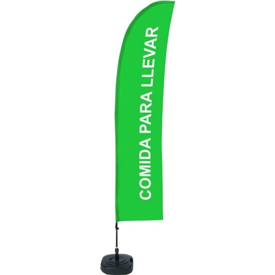 Jansen Display Beach Flag Budget Wind Complete Set Take Away Green Spanish ECO, 1010 x 4305 mm