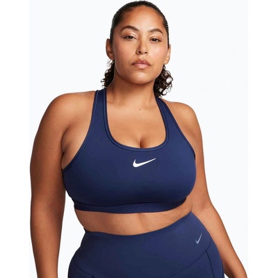 Nike Спортен сутиен Nike Swoosh Medium Support midnight navy/white