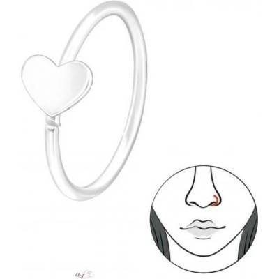 All4Silver náušnice piercing do nosu kroužek srdíčko S3351