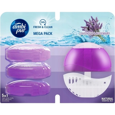 Ambi Pur ароматизатор за тоалетна чиния, Mega Pack, 5в1, Lavander & Rosemary
