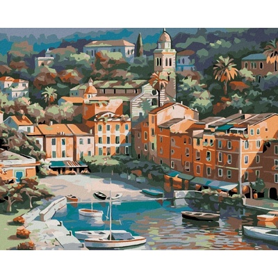 Zuty Malování podle čísel Malé italské městečko 50 x 40 cm bez rámu a bez vypnutí plátna