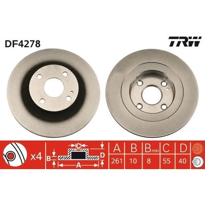 TRW Brzdový kotúč plny Ø261mm DF4278
