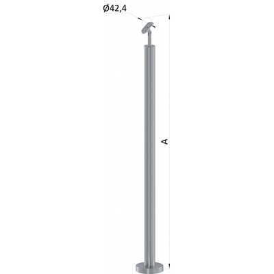 Nerezový sloup, vrchní kotvení, bez výplne, vrch nastavitelný (ø 42.4x2mm), broušená nerez K320 /AISI316