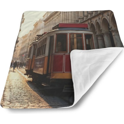 Sablio Detská deka pre bábätko Historická červená tramvaj