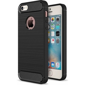 Gigapack iPhone SE (2016) GIGAPACK Силиконов протектор за телефон, удароустойчив, карбонов модел, ЧЕРЕН (GP-128200)