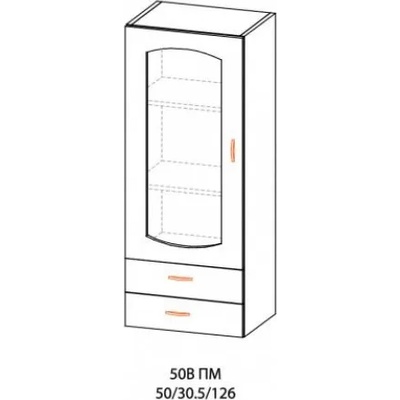 Мебелна фабрика НОВ ДОМ - гр. Ямбол Горен висок шкаф с витрина Паула (4267)