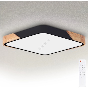 Brilagi - димируемо LED осветително тяло PILANA LED/60W/230V дъб/черно 56x56 cm + дистанционно управление (BG3071)