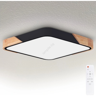 Brilagi - димируемо LED осветително тяло PILANA LED/60W/230V дъб/черно 56x56 cm + дистанционно управление (BG3071)