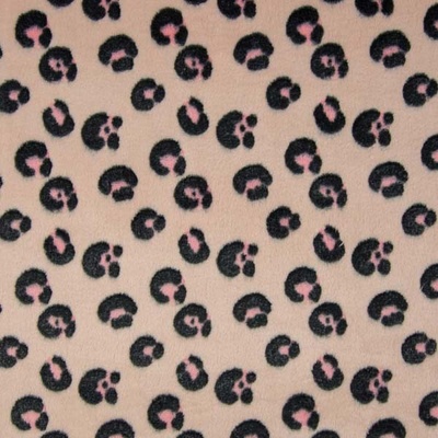 Fleece pudrový, růžovo-šedý zvířecí vzor, š.145