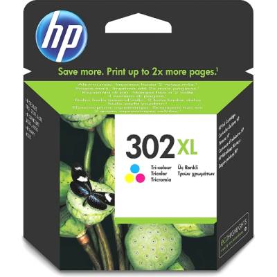 HP 302XL High Yield Tri-color Original Ink Cartridge (F6U67AE)