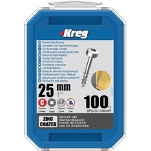 Kreg Zinc Pan-Head Šrouby pro skryté spoje 25 mm hrubý závit 100 ks