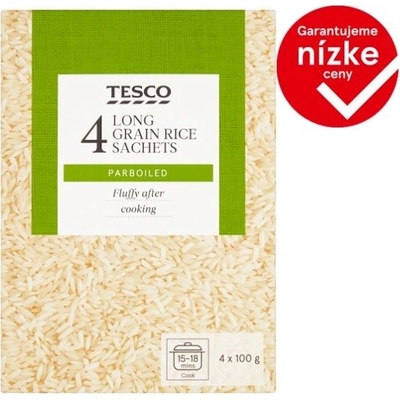 Tesco Ryža dlhozrnná lúpaná predvarená vo varných vreckách 4 x 100g