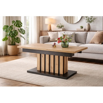 ЕВРОМАР Разтегателна холна маса baretti дъб артисан / черно