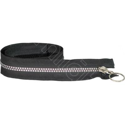 Zip kostěný dělitelný černý stříbrné kostičky 70 cm